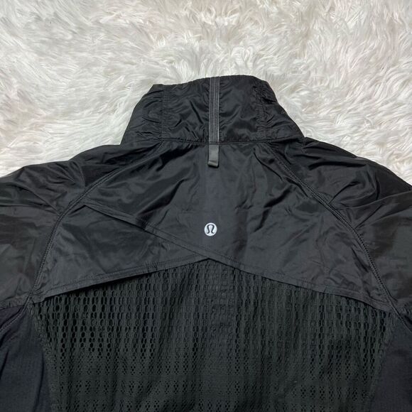 Lululemon Windbreaker Jacket Size 6 Mesh Back Black Full Zip Jogger Track - Picture 9 of 13